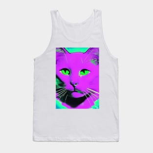 Cat retrowave neon Tank Top